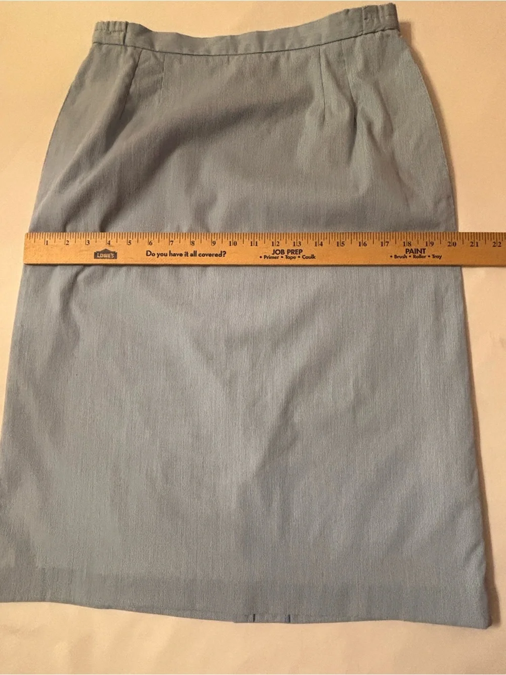 Vintage E. H. WOODS Light Blue Pinstripe Women's Pencil Skirt Sz 12 - Classic
